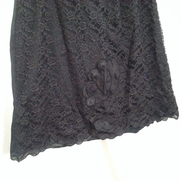 Vintage 70s-80s Lingerie Half Slip Skirt -M Scalloped Lace Layer Applique Nylon - Picture 4 of 11